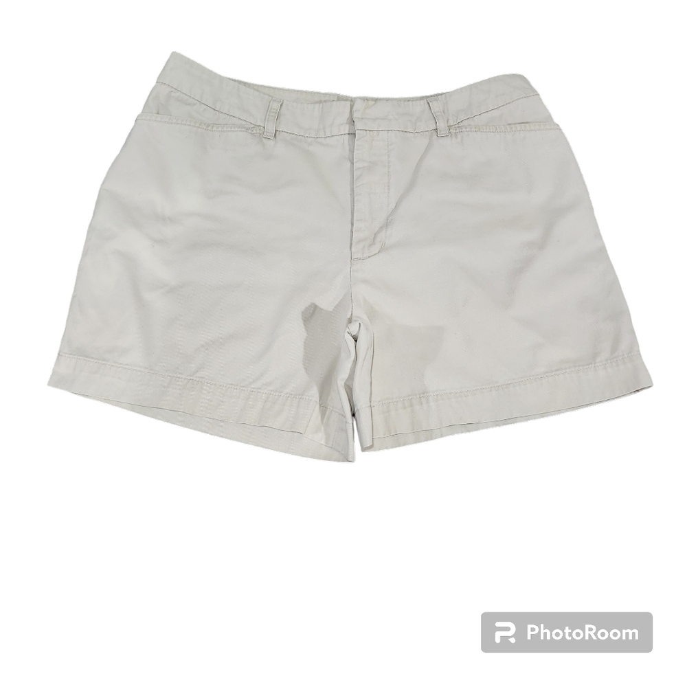 CHEROKEE Women's Plus Mid-Rise Khaki Beige Pockets Chino Shorts Size 16